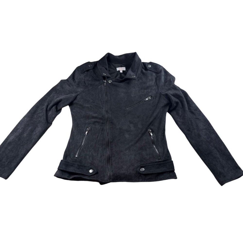Pixley Women’s Faux Suede Moto Jacket Charcoal Gray Asymmetrical Zip | Size XS